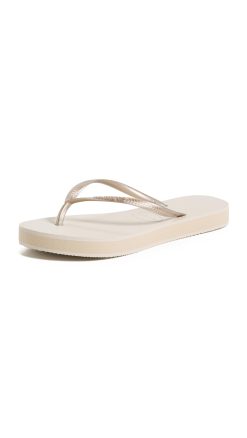 Havaianas Chanclas planas delgadas para mujer, Beige, 11-12