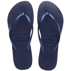 Havaianas Women's Slim Flip Flops Sandals - Navy Blue, 9/10